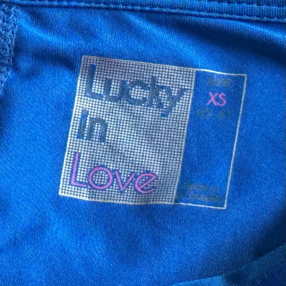Lucky In Love Women's Tennis Golf Workout Skirt Skort Blue White Pattern… - Picture 3 of 3